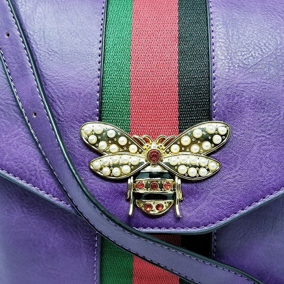 Purple Bee striped Crossbody Purse - Picture 6 of 8